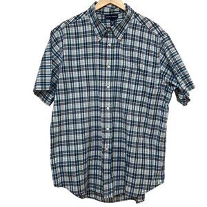 Grant Thomas 100% Cotton short sleeve plaid button down shirt size XL